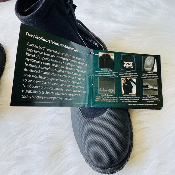 NeoSport Neoprene Wetsuit Boots 3mm Hi Top Zipper Dive Boots Size 4 - Picture 12 of 13